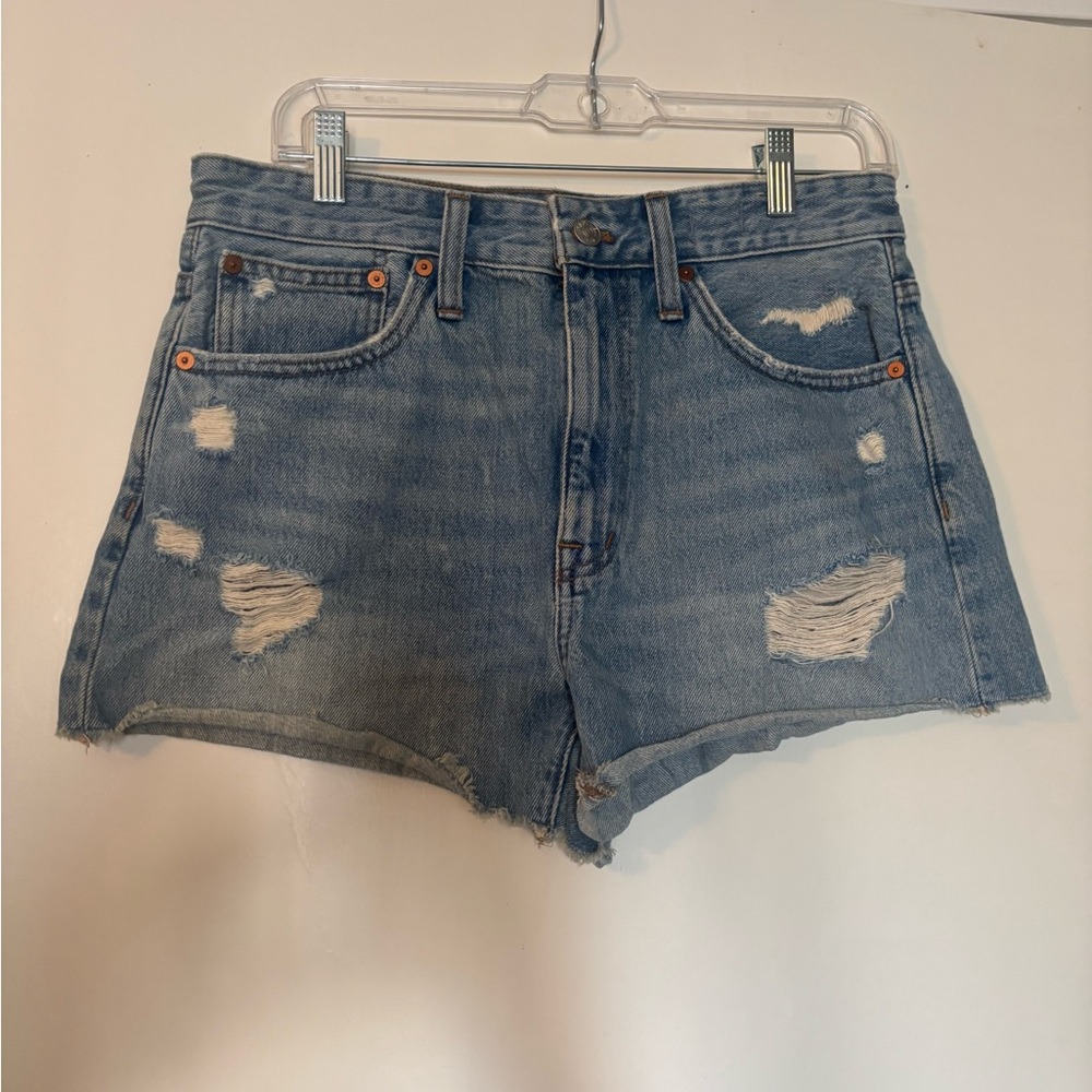 Madewell Blue Distressed Jean Shorts